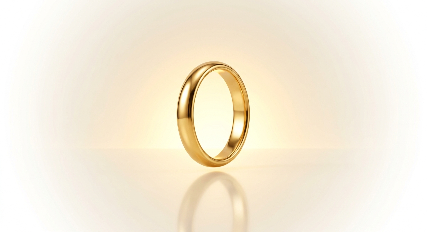 A polished gold ring suspended in warm light — the ORIGINAL state object